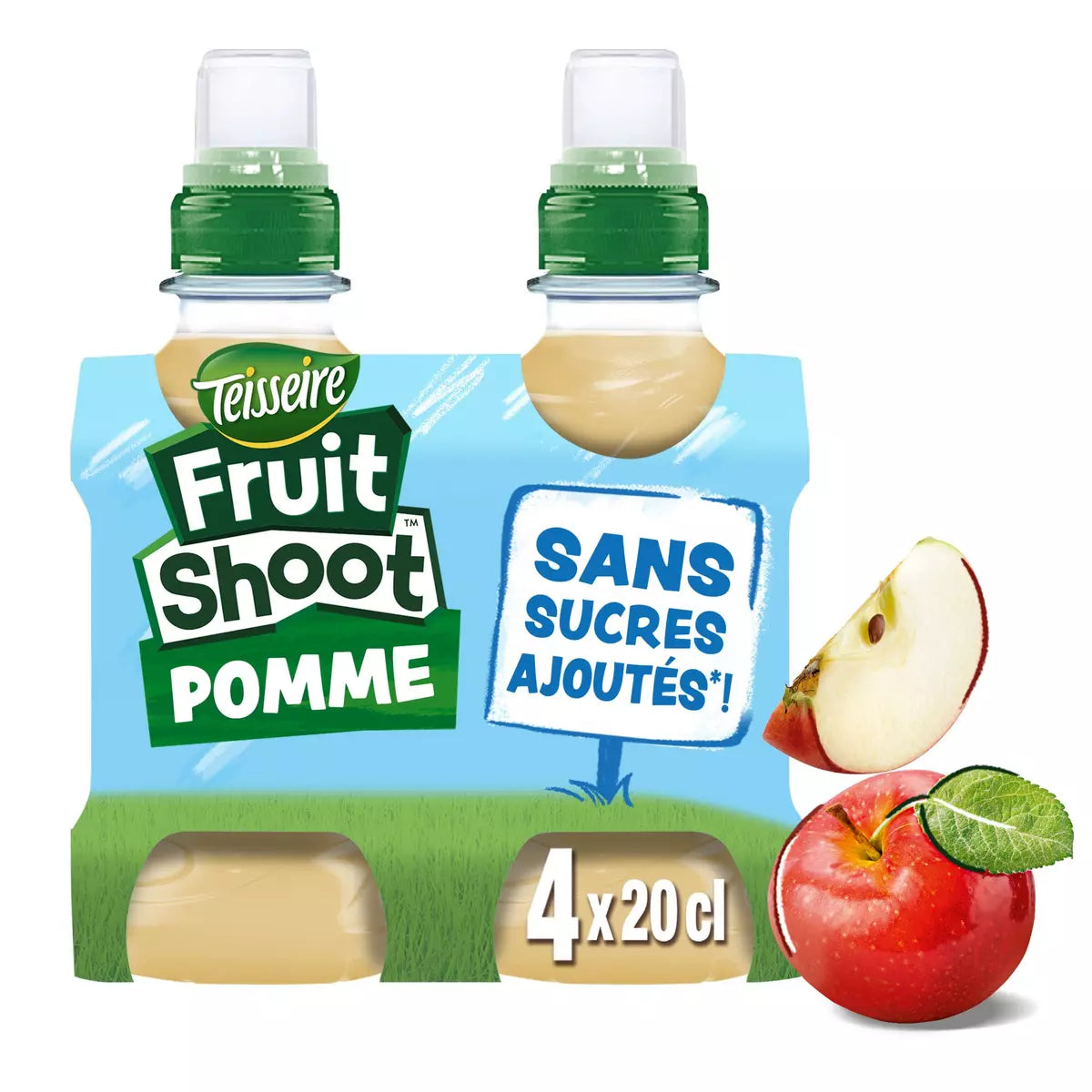 Teisseire - Boisson Fruit shoot au jus de pommes bouteilles 4x20cl