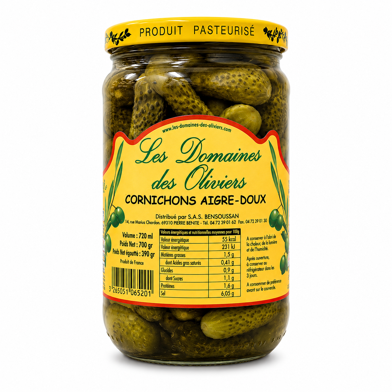 Les domaines des oliviers - cornichons aigre-doux