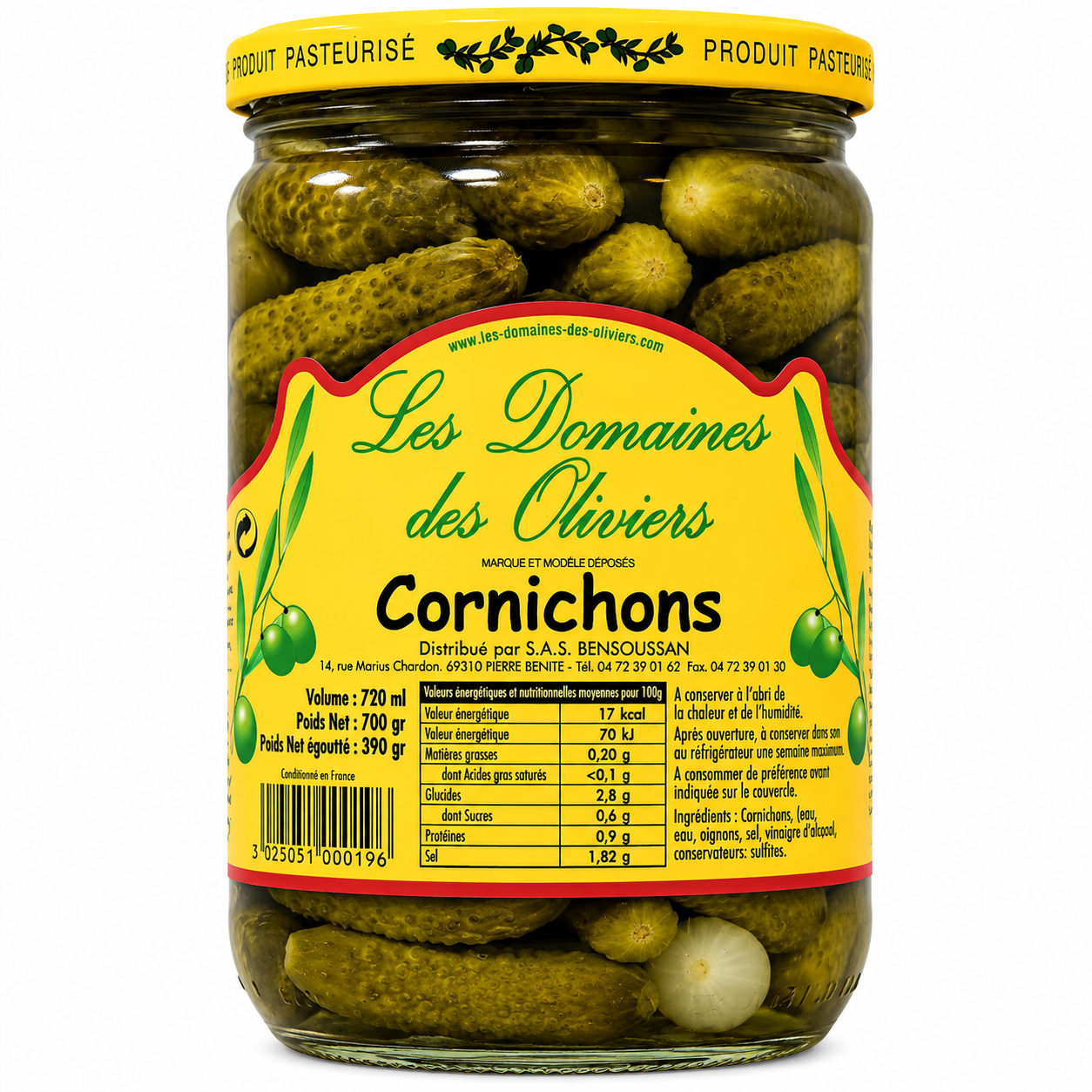 les Domaines des Oliviers - cornichons 700g