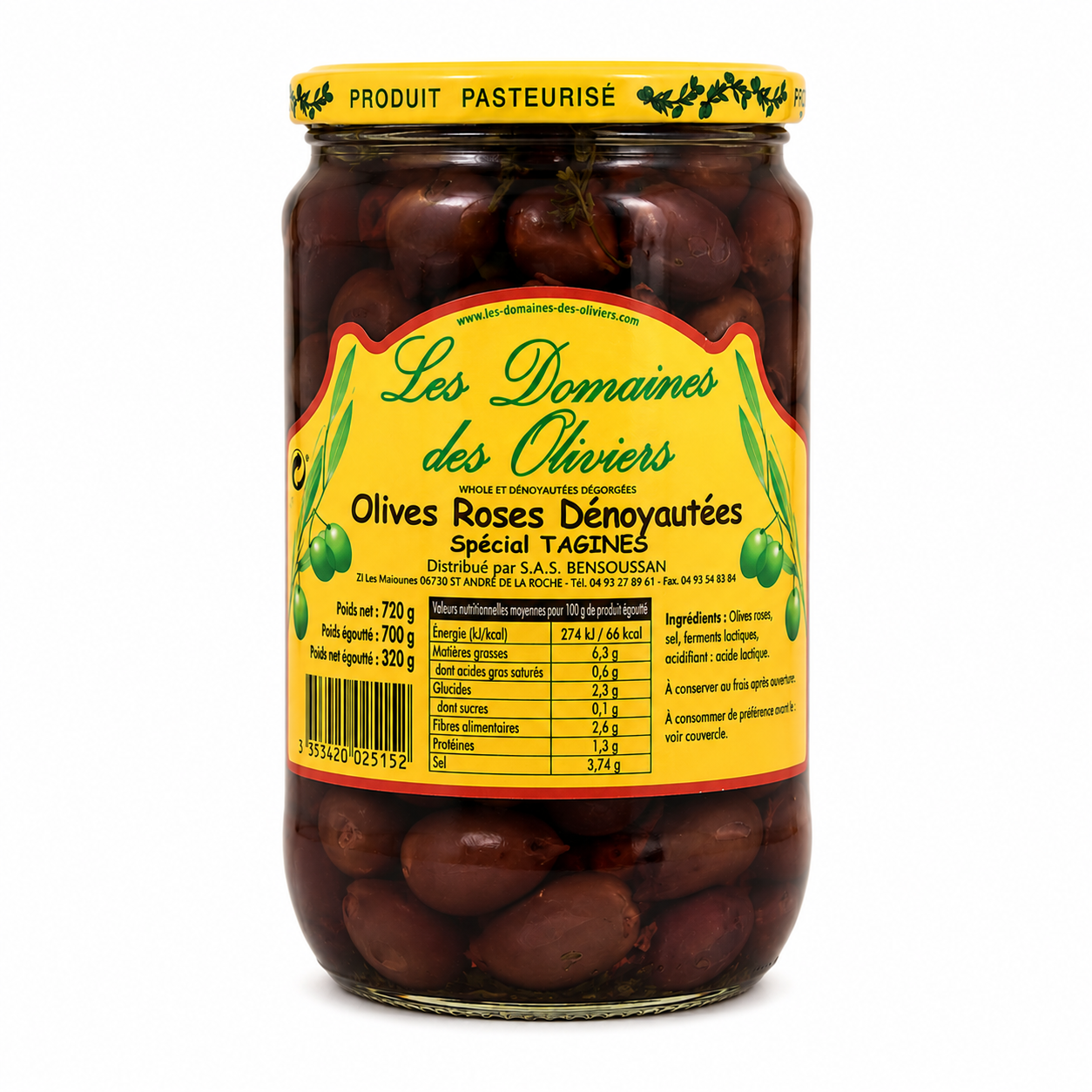 les Domaines des Oliviers - olives roses dénoyautée 700g