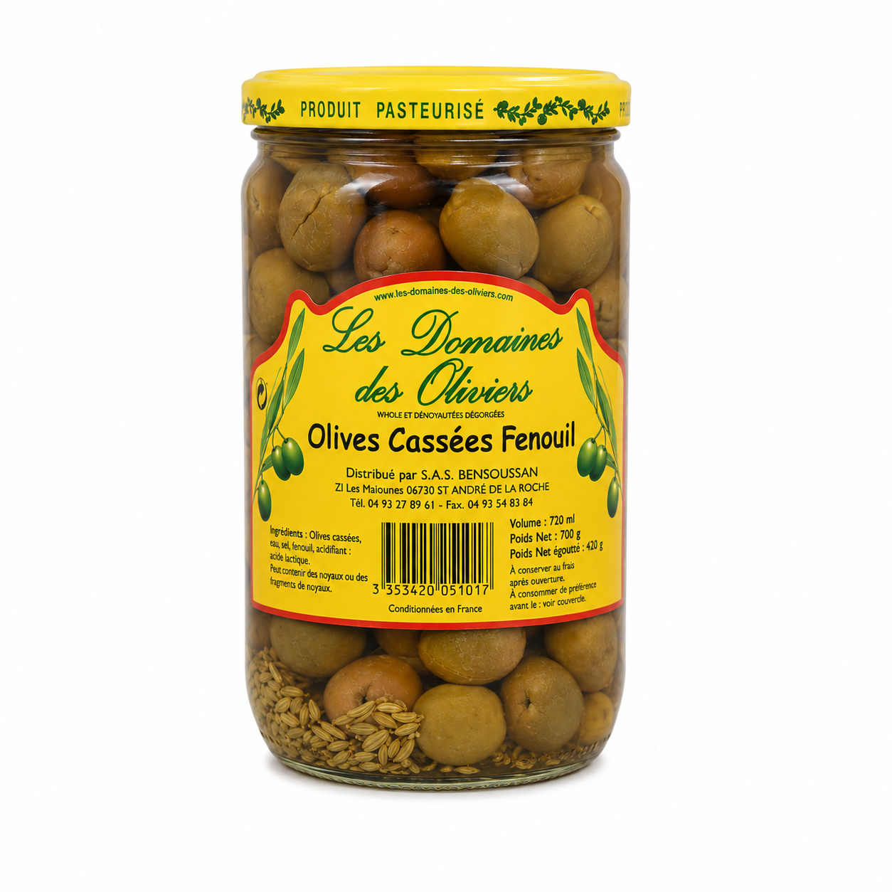 Les Domaines des Oliviers - olive cassée fenouil 700g