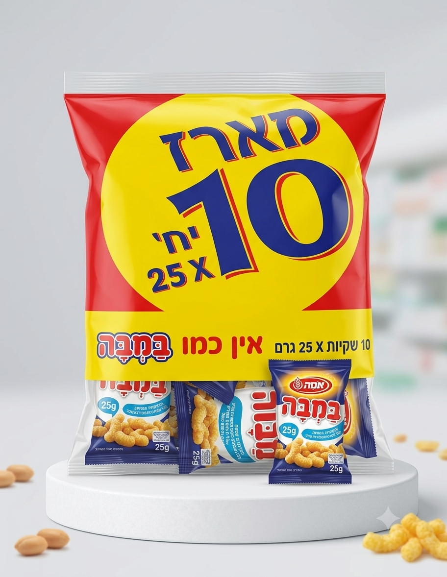 Bamba Osem – Pack de 10 sachets x 25 g (250 g) – Snack soufflé au beurre de cacahuète