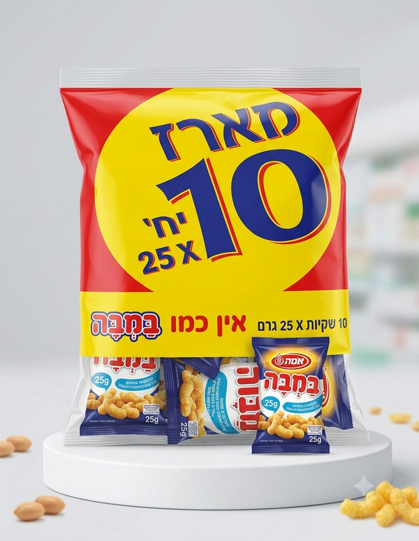 Bamba Osem – Pack de 10 sachets x 25 g (250 g) – Snack soufflé au beurre de cacahuète