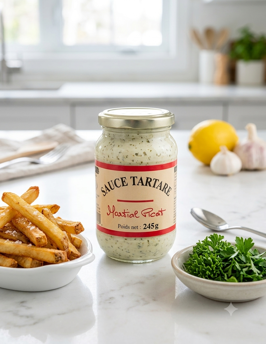Sauce Tartare Traditionnelle Martial Picat – Sauce Onctueuse pour Poissons et Frites – Pot de 245g