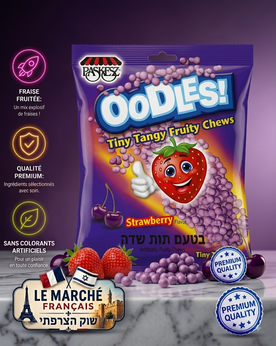 Bonbons Paskesz Oodles Strawberry - Micro-Bonbons Tangy à la fraise