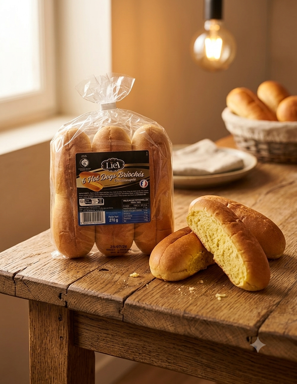 6 Pains Hot Dogs Briochés Prédécoupés Liel 270g