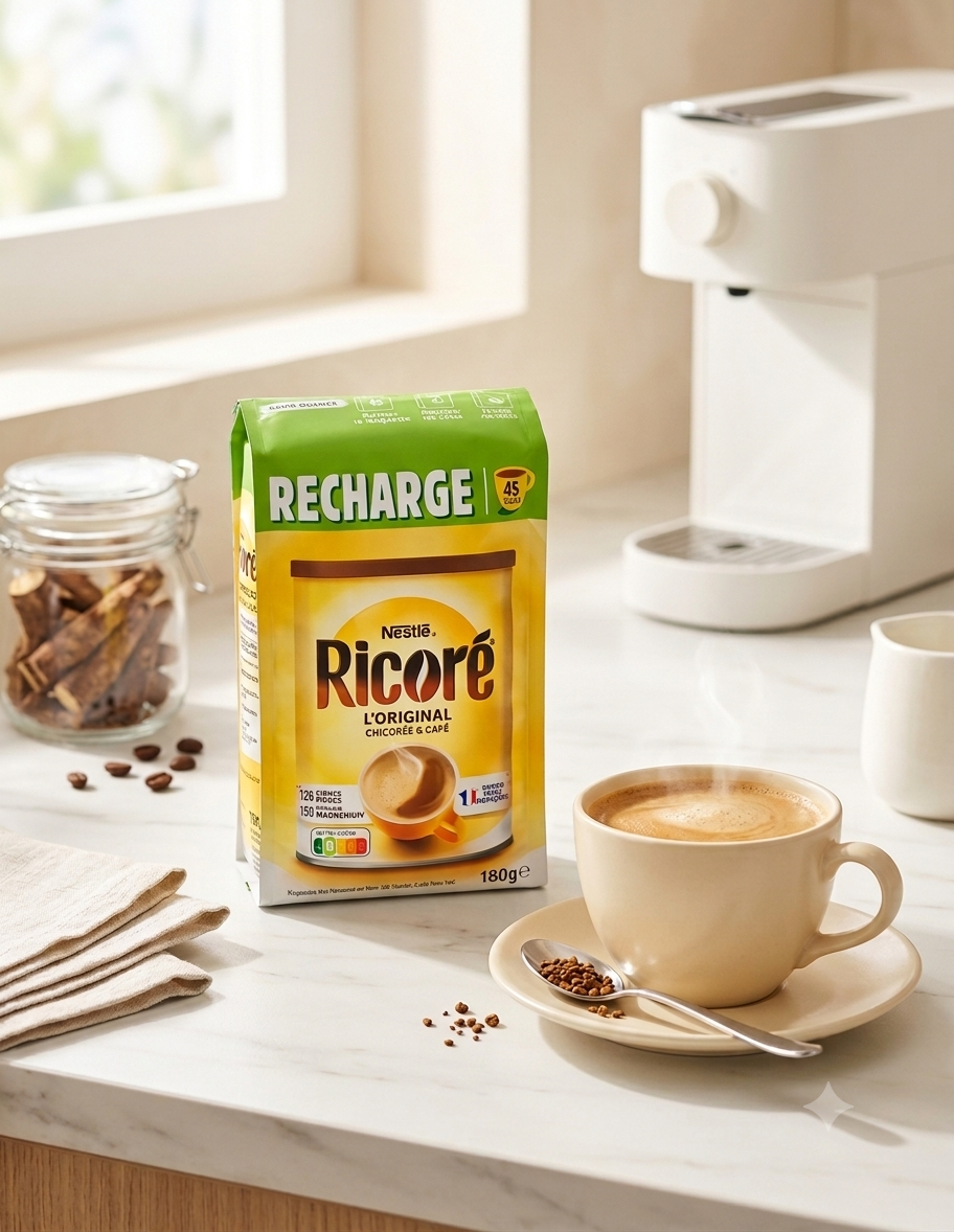 Recharge Ricoré L'Original Nestlé – Chicorée & Café Soluble – Sachet Éco de 180g (45 tasses)