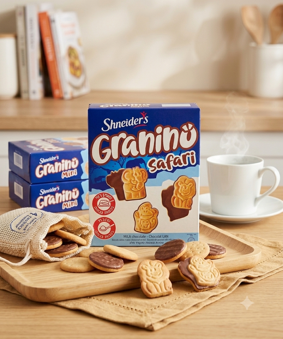 Shneider's Granino Safari – Biscuits sablés en forme d'animaux au chocolat au lait