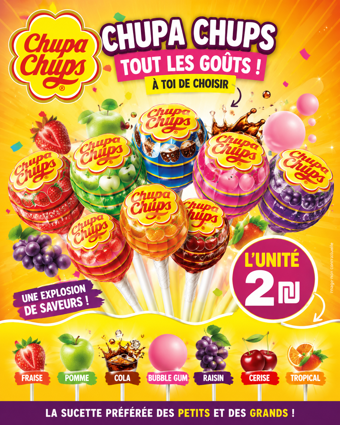 Sucettes Chupa Chups à l'Unité – Tous les Goûts Disponibles – 2 ₪ Seulement