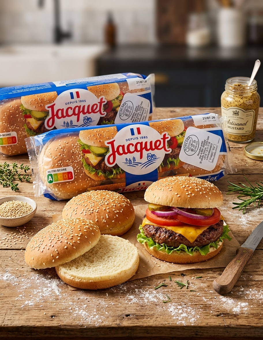 Pains Burger Jacquet Nature aux Graines de Sésame (Pack de 6)
