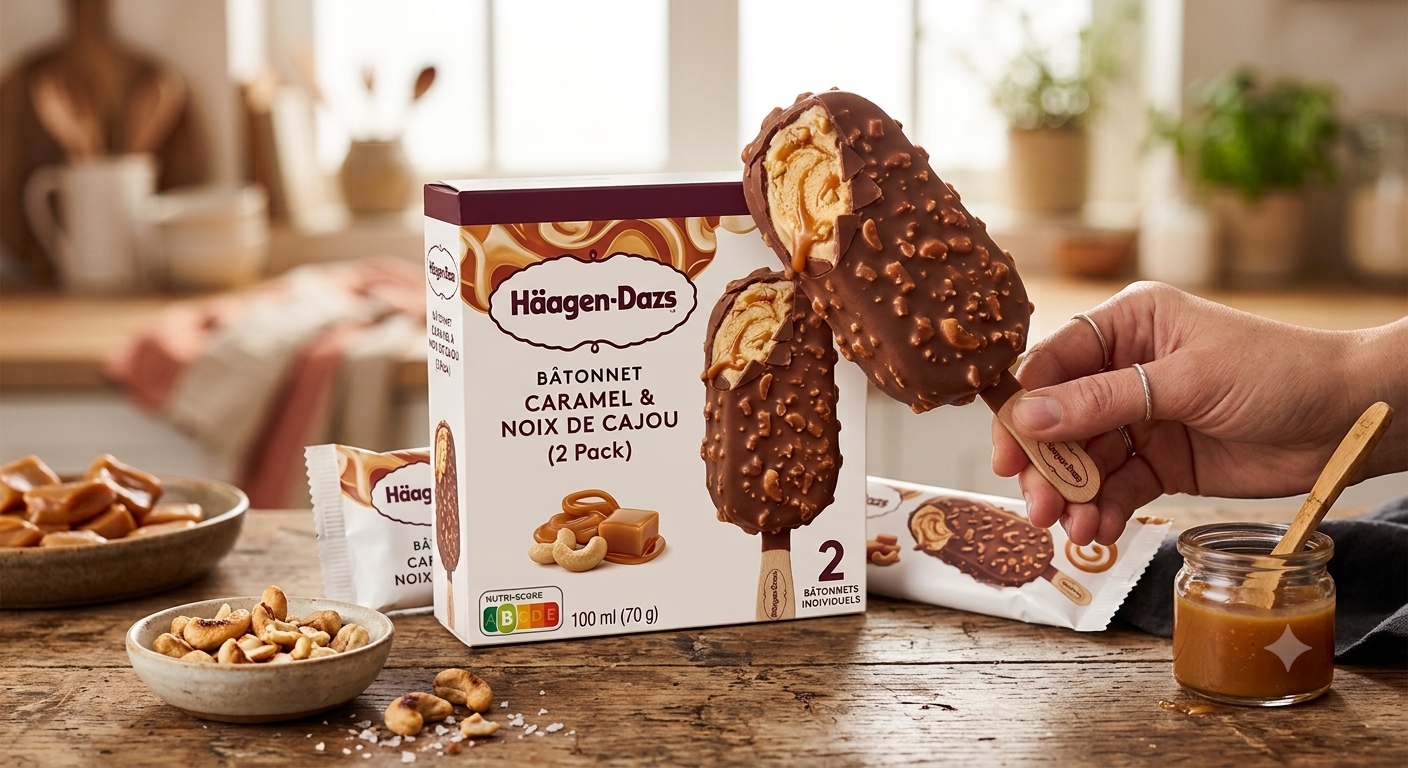 Häagen-Dazs Extrême – Bâtonnet Caramel & Noix de Cajou