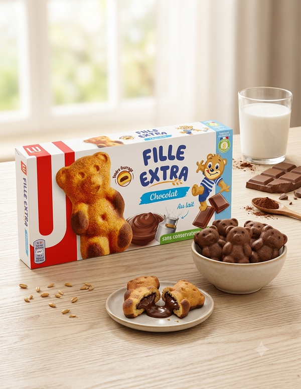 Biscuits LU Fille Extra – Le délicieux biscuit ourson fourré au chocolat